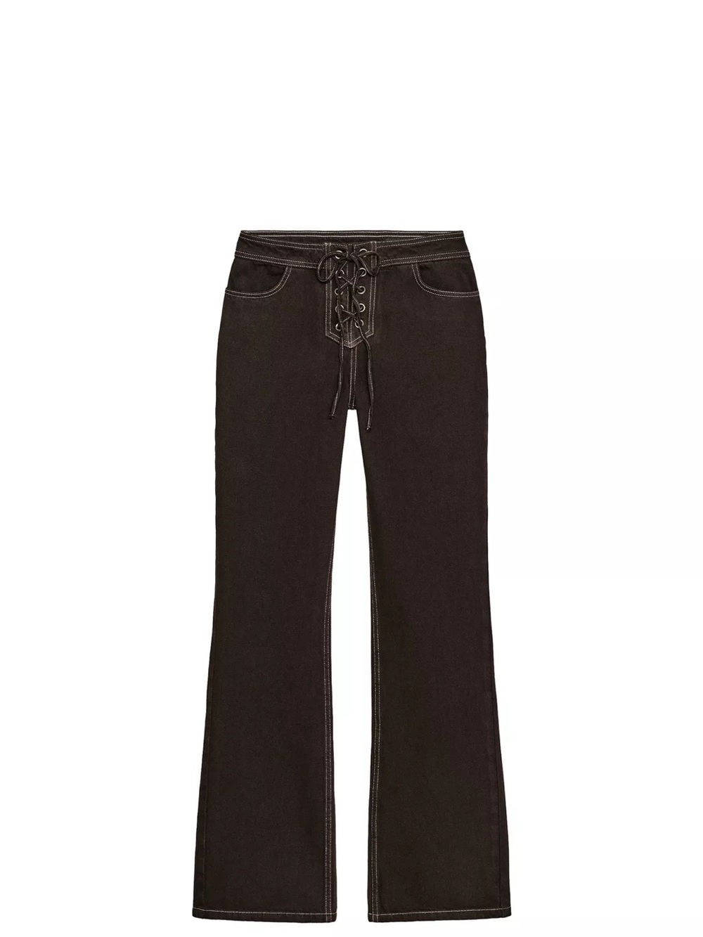 High Waisted Straight Jeans with Lace